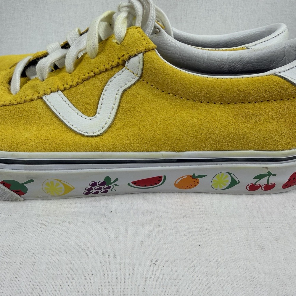 Vans Sport Vibrant Yellow‎ Suede Fruit Print Sz M 9/W 10.5 Fun Playful Unisex